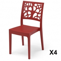 Auchan  Set de 4 chaises rouge TETI