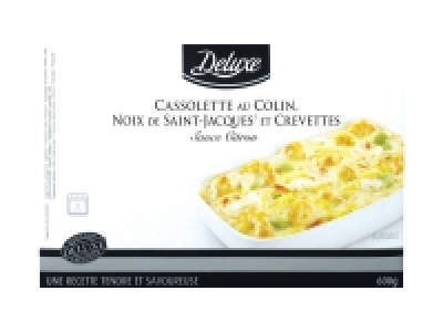 Cassolette au colin, noix de Saint-Jacques et crevettes sauce citron 6.99 €