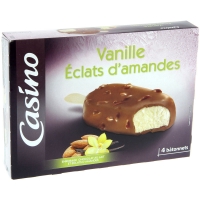 Spar Casino Bâtonnets - Crème glacée vanille, enrobée de chocolat au lait et amand