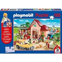 Toysrus  Puzzle 100p Playmobil chez le vétérinaire + 1 personnage playmobil