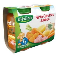 Spar Bledina Petit pot - Purée carottes jambon - Dès 6 mois 2x200g