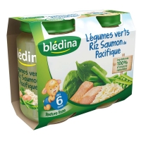 Spar Bledina Petit pot - Légumes verts riz saumon du pacifique - Dès 6 mois 2x200g
