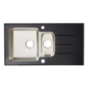 Évier en verre trempé noir 1,5 bacs à encastrer Lamarck 249.00 €