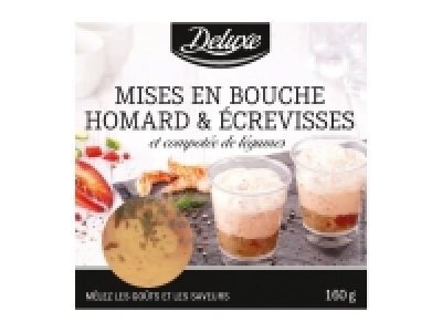 4 mises en bouche homard, écrevisses et compotée de légumes 3.99 €
