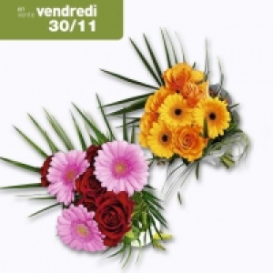 Bouquet de 5 roses et 3 germinis