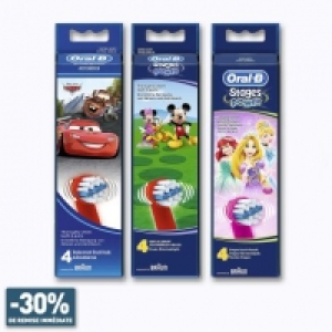 Oral B® Pack de 4 brossettes de rechange pour brosse à dents électrique enfant
