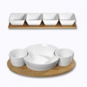 Home Creation Kitchen® Set de coupelles avec plateau en bambou