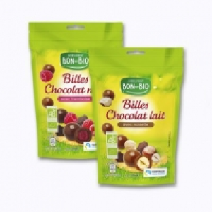 Aldi Simplement Bon Et Bio® Billes de chocolat fourrées framboise ou noisette Bio