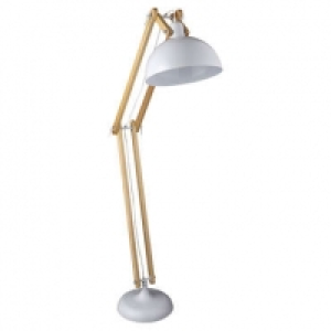 Conforama  Lampadaire Métal et bois ARTI coloris blanc