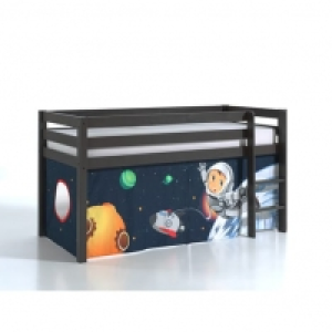 Lit mi-hauteur en pin taupe WOODY, space ou dino 299.00&nbsp;&euro;