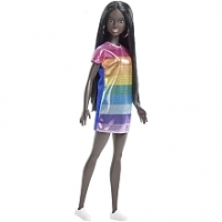 Toysrus  Poupée Barbie Fashionistas n°90 - Poupée Afro - Robe Arc-en-ciel