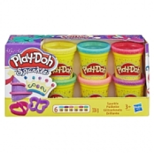 Play-Doh - 6 Pots de Pâte À Modeler Pailletée