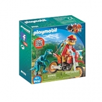 Toysrus  Playmobil - Dinos - Pilote de moto et raptor - 9431