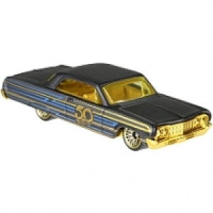Hot Wheels - Véhicule 50ème anniversaire Noir et Or - 64 Impala