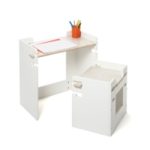 Petit bureau et tabouret évolutifs bois/blanc 41.99 €