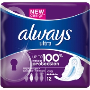 Always Ultra long plus - Serviette périodique large - 100% protection x12