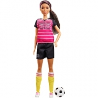 Toysrus  Poupée Barbie - Footballeuse Brune en tenue et Chaussettes de Foot ave