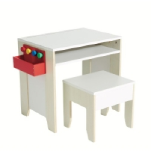 Oxybul Création Oxybul Petit bureau naturel blanc et son tabouret