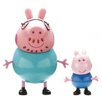 Toysrus  Peppa Pig - Pack 2 Figurines (1 adulte et 1 enfant) - Papa Pig avec Ge