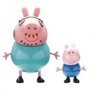 Peppa Pig - Pack 2 Figurines (1 adulte et 1 enfant) - Papa Pig avec Ge