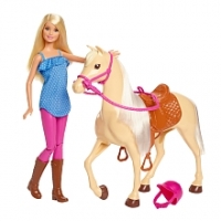 Toysrus  Poupée Barbie - Barbie et son Cheval - FXH13