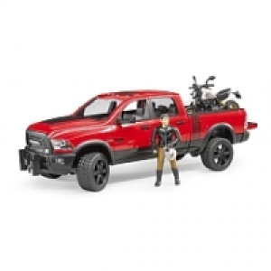 Bruder - Véhicule RAM 2500 avec moto Scrambler Ducati Desert Sled noir