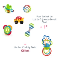 Oxybul Sélection Oxybul Lot de 5 jouets déveil et 1 Hochet Clickity Twist pour 1 euro de plus