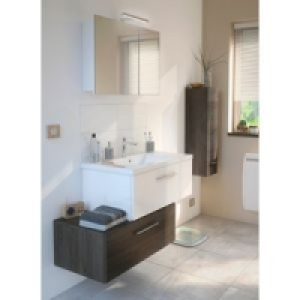 Ensemble de salle de bains Nida sous vasque blanc + caisson bas bois + 320.00 €