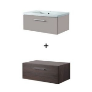 Ensemble de salle de bains Nida sous vasque taupe + caisson bas bois + 320.00 €