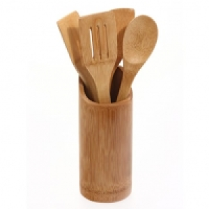 Auchan Secret De Gourmet SECRET DE GOURMET Porte ustensiles + 4 ustensiles bambou