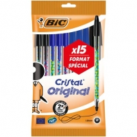 Auchan Bic BIC Lot de 15 stylos bille Cristal Original dont 5 collection exclu no
