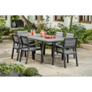 Auchan Keter KETER Salon de jardin gris anthracite 6 personnes HARMONY