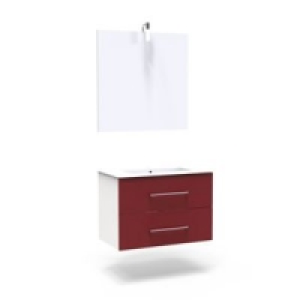 Castorama  Ensemble de salle de bains Cooke & Lewis Volga 80 cm rouge meuble + pl