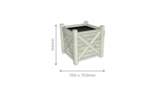 Brico  Bac à Fleur Carré 700x700x700 mm en pin Blanc S7298 - Solid