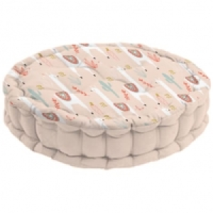 Auchan  Coussin de sol enfant forme ronde en coton lama et cactus