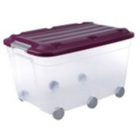 Castorama  Boîte de rangement avec couvercle en plastique Klipso 60L coloris viol