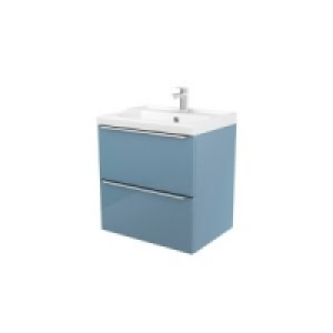 Castorama  Meuble sous vasque à suspendre GoodHome Imandra bleu 60 cm + plan vasq