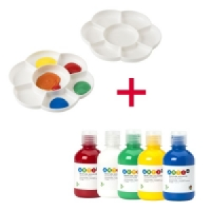 Oxybul  Lot de 5 pots de gouache de 250 ml et palettes de peinture 14 comparti