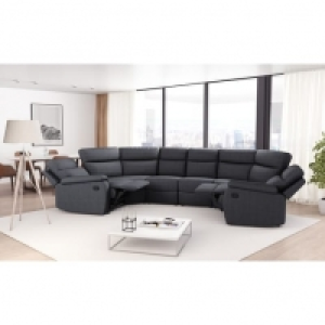 Canapé panoramique relax manuel 6 places HELENE tissu gris foncé 839.00 €