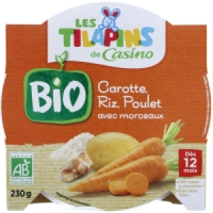 Les Tilapins Bio Carotte riz poulet - Avec morceaux - Assiette pour bébé - Dès 12 mois