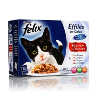 Spar Purina Felix - Tendres effilés - Bouchées en gelée pour chat - Viandes - Sach