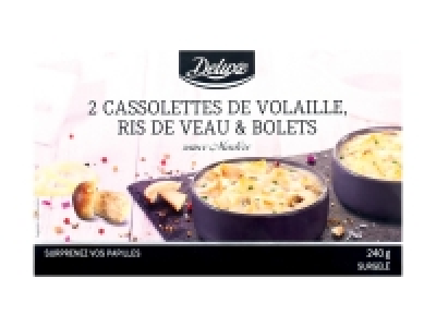 2 cassolettes de volaille, ris de veau et bolets sauce madère