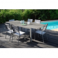 Auchan  Table de jardin 135/186x80x75cm aluminium taupe VENEIZA