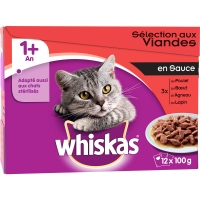 Spar Whiskas Bouchées en sauce pour chat - Dès 1 an - Viandes - sachet 12x100g