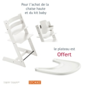 SÉlection Oxybul Chaise haute + kit baby set Tripp Trapp blanc avec plateau offert