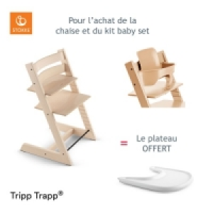 Chaise haute Tripp Trapp blanchie + kit baby set naturel avec plateau  247.99 €