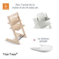 Oxybul Sélection Oxybul Chaise haute Tripp Trapp blanchie + kit baby set blanc avec plateau of