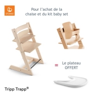 Oxybul Sélection Oxybul Chaise haute Tripp Trapp blanchie + kit baby set naturel avec plateau 
