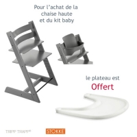 Oxybul Sélection Oxybul Chaise haute + kit baby set Tripp Trapp gris tempête avec plateau offe