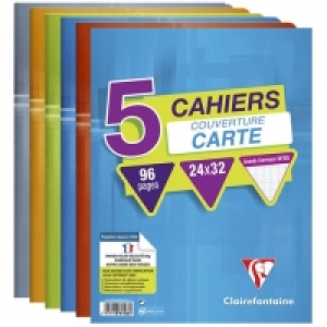 CLAIREFONTAINE Lot de 5 cahiers piqués 24x32cm 96 pages grands carreau 6.70 €